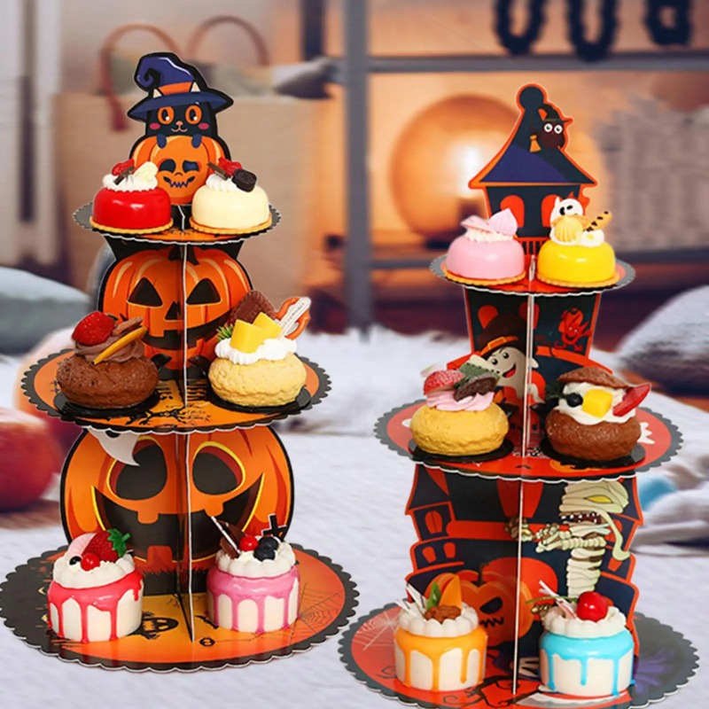 1-4PCS 3 Tier Spiderweb Desser - đánh giá và giá Spider Web Halloween Decoration
