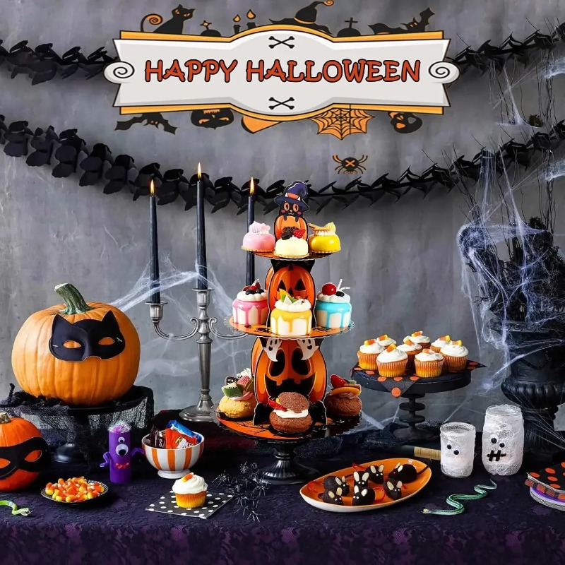 1-4PCS 3 Tier Spiderweb Desser - đánh giá và giá Spider Web Halloween Decoration