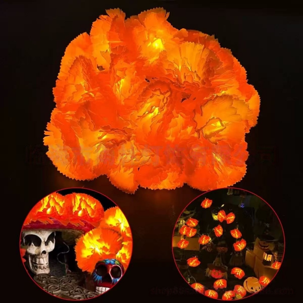 Marigold Flower LED String Lig - đánh giá và giá Halloween Led String Lights Orange