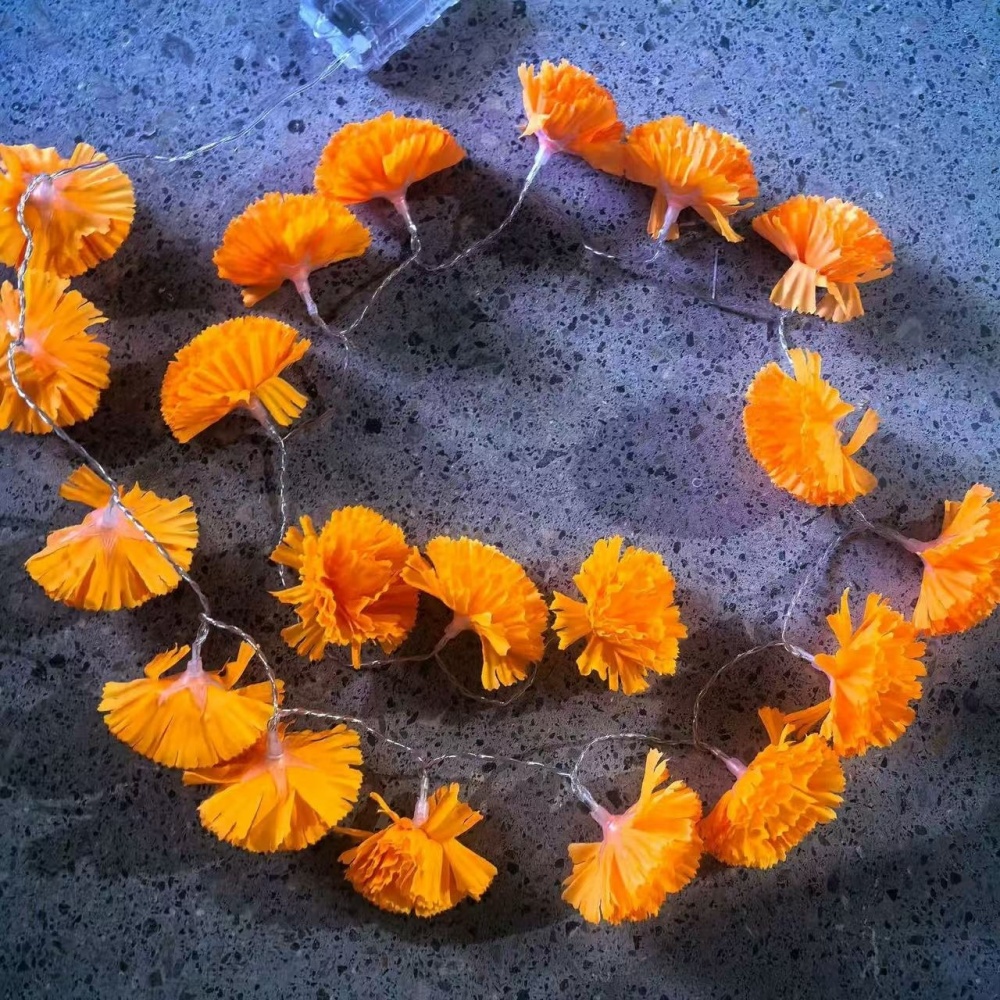 Marigold Flower LED String Lig - đánh giá và giá Halloween Led String Lights Orange