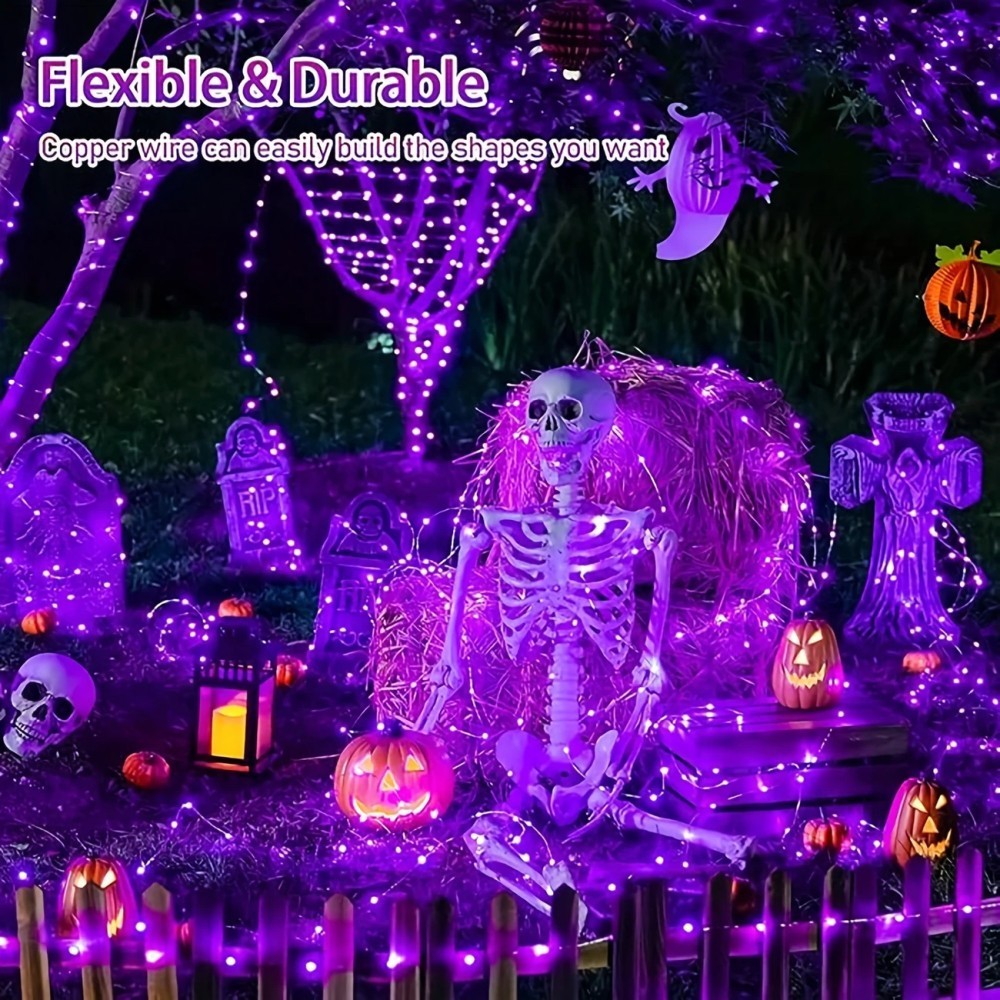 1PC 12M100LED Halloween Solar  - đánh giá và giá Halloween Led String Lights Orange