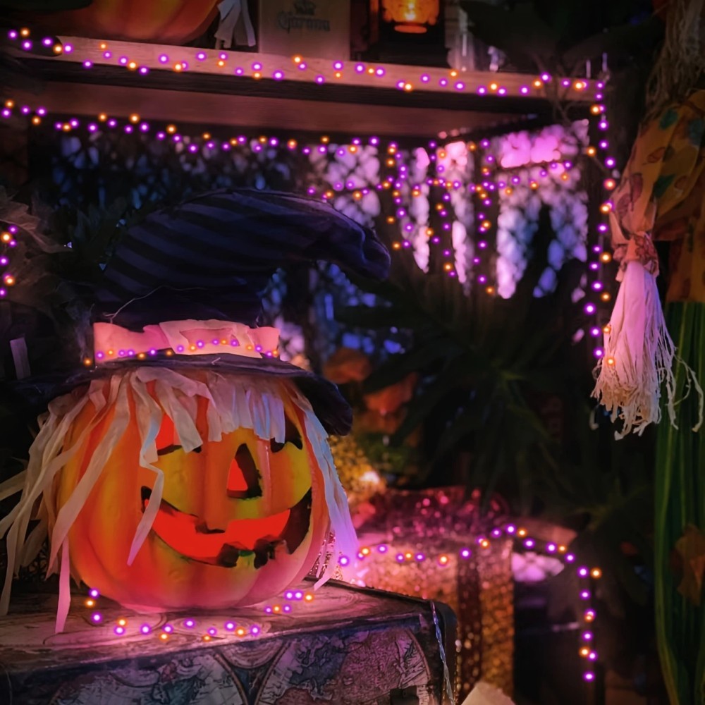 1PC 12M100LED Halloween Solar  - đánh giá và giá Halloween Led String Lights Orange
