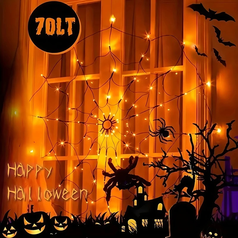 Halloween Spider Web LED Strin - đánh giá và giá Halloween Led String Lights Orange