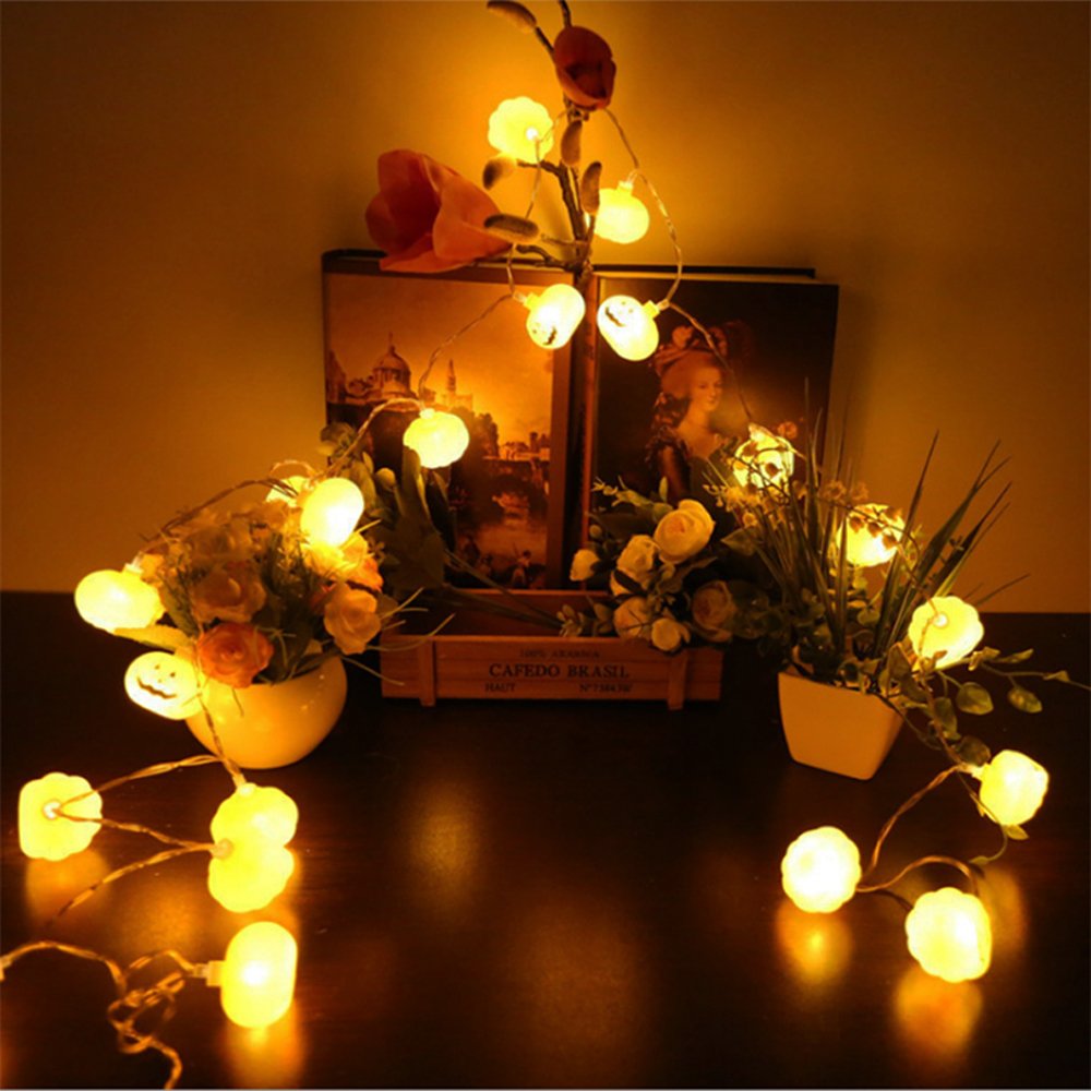 Halloween 3D Pumpkin LED Strin - đánh giá và giá Halloween Led String Lights Orange